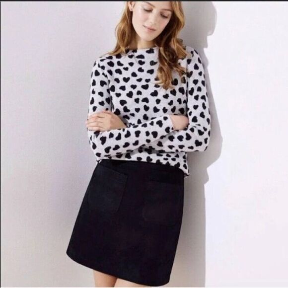 NWT LOFT Heart Mock Neck Sweater, XL, side vents, 41% Viscose/33% Nylon/26% Wool - Picture 2 of 12